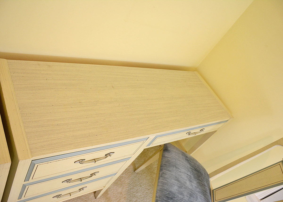 Retro Painted Blue and White Desk and Chair by Basic Witz