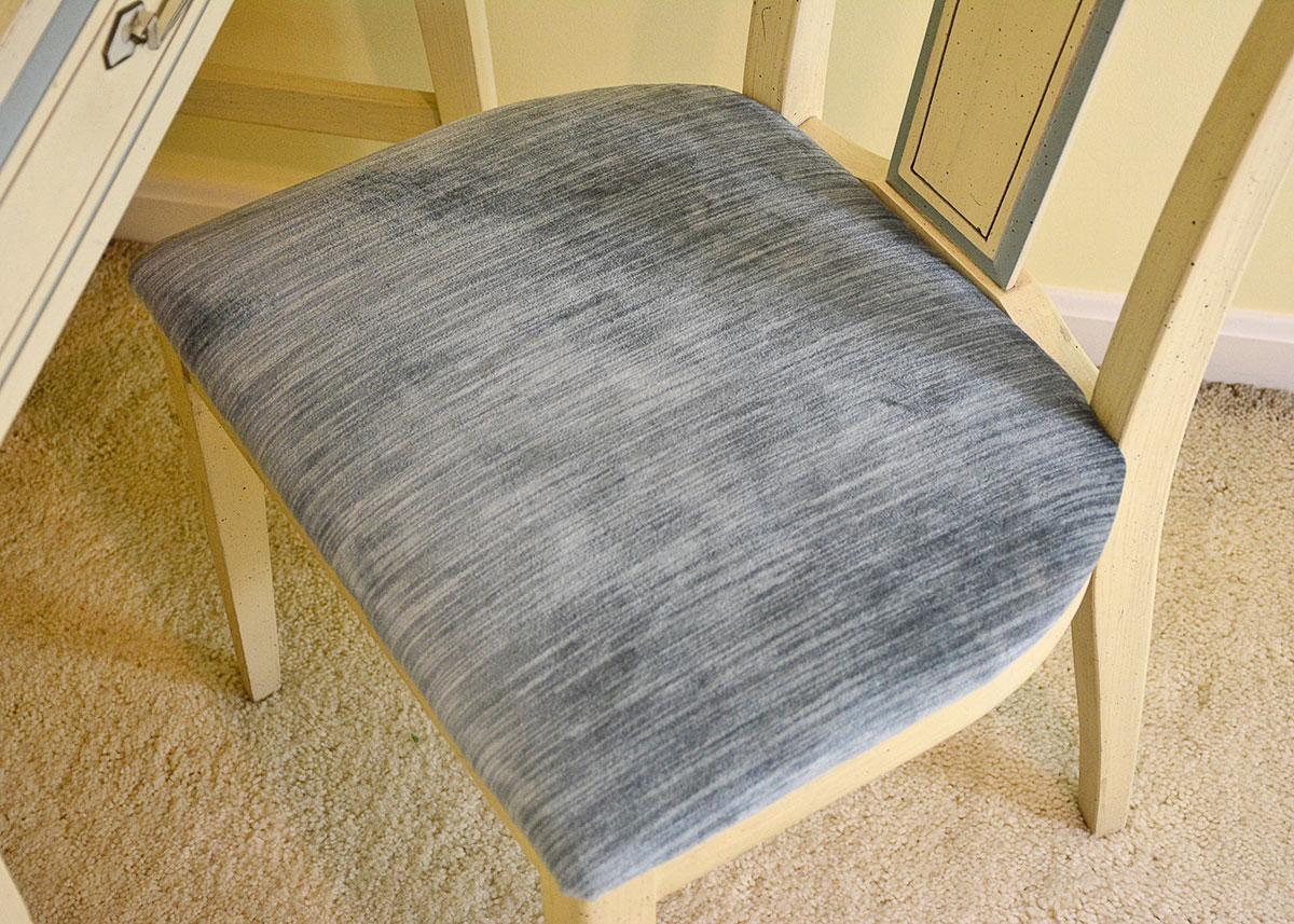 Retro Painted Blue and White Desk and Chair by Basic Witz