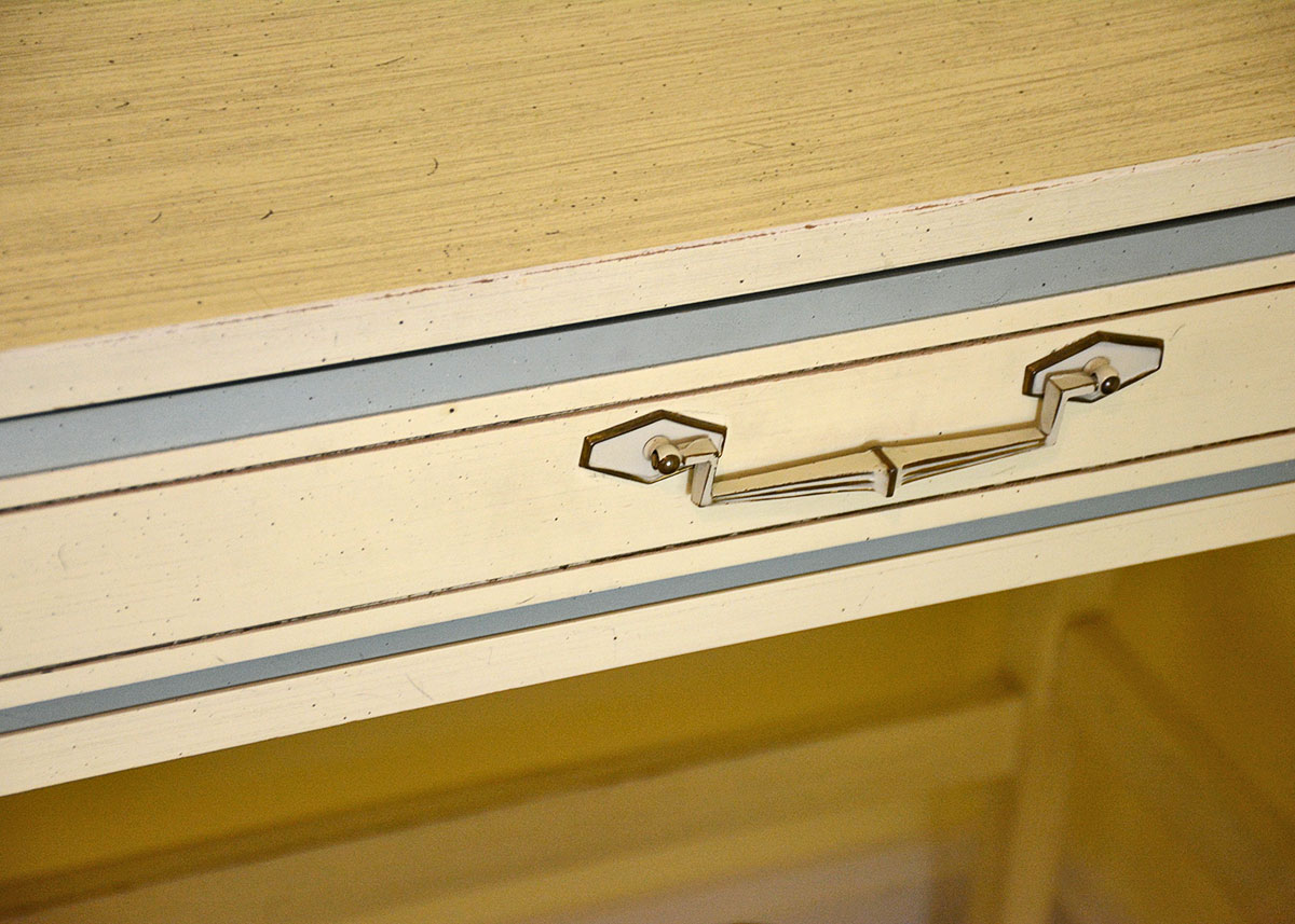 Retro Painted Blue and White Desk and Chair by Basic Witz