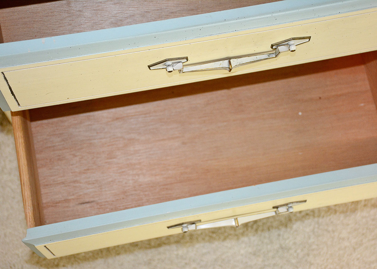 Retro Painted Blue and White Desk and Chair by Basic Witz