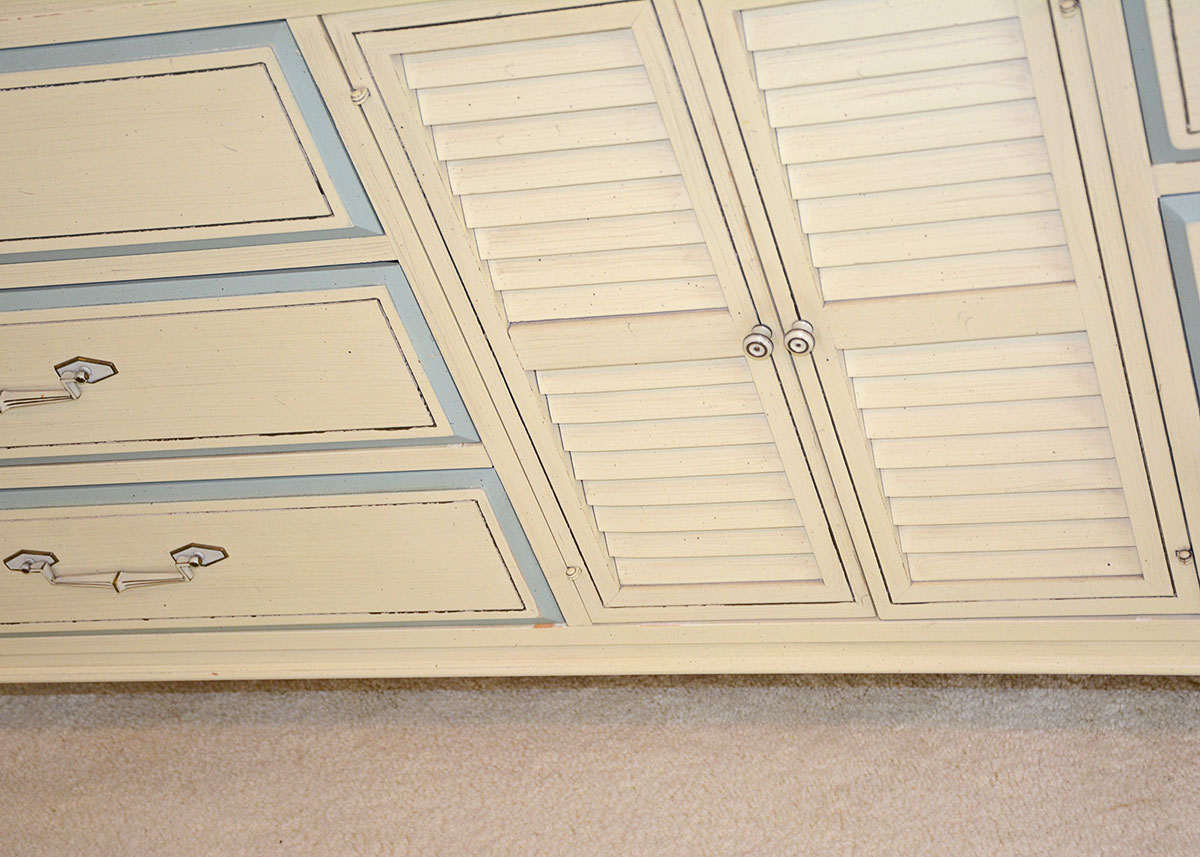 Retro Painted Blue and White Chest of Drawers by Basic Witz