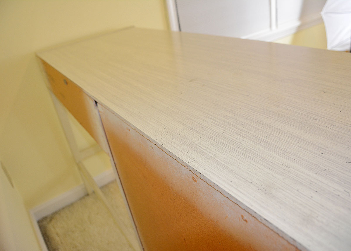 Retro Painted Blue and White Desk and Chair by Basic Witz