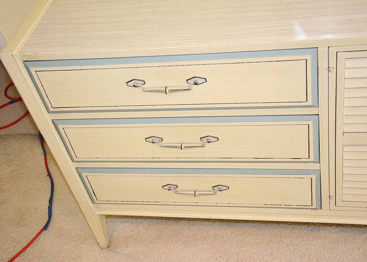 Retro Painted Blue and White Chest of Drawers by Basic Witz