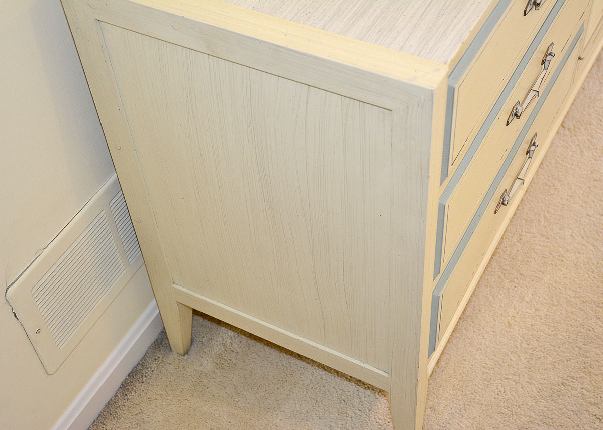 Retro Painted Blue and White Chest of Drawers by Basic Witz