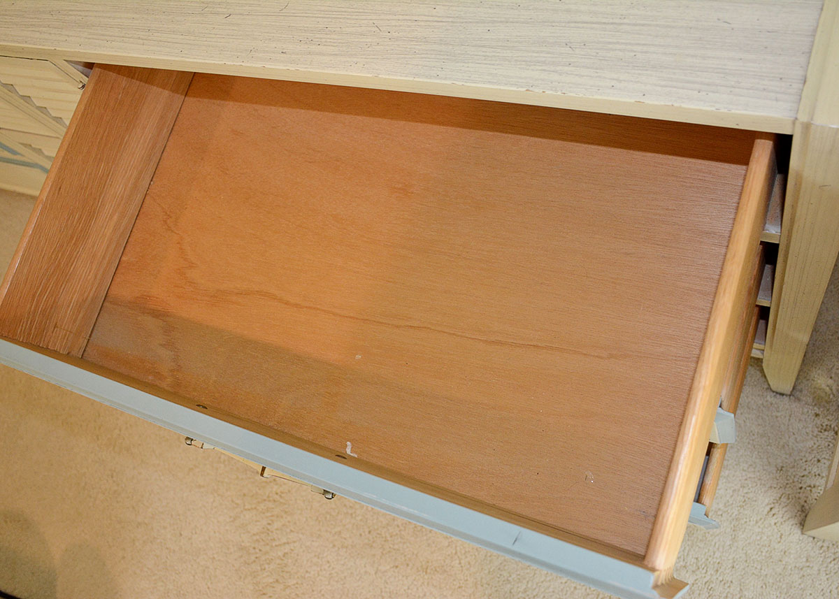 Retro Painted Blue and White Chest of Drawers by Basic Witz