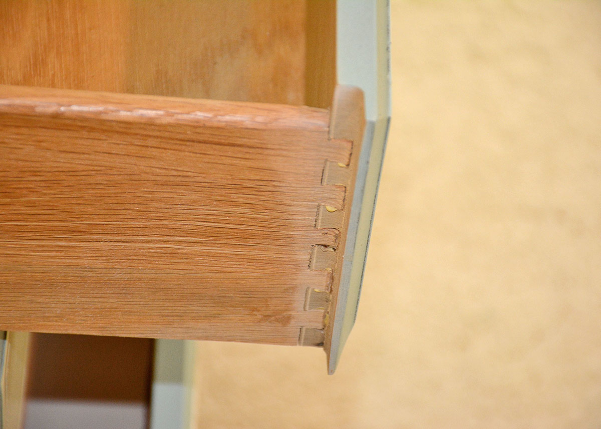 Retro Painted Blue and White Chest of Drawers by Basic Witz