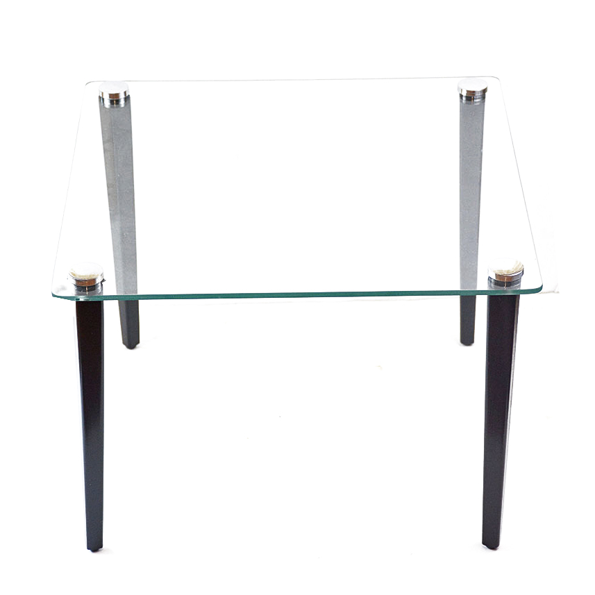 Mid Century Modern Glass and Wood Accent Table