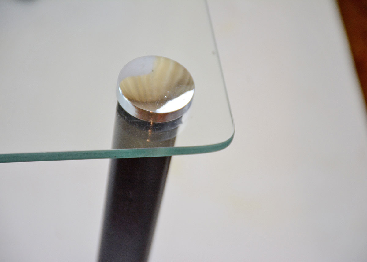 Mid Century Modern Glass and Wood Accent Table