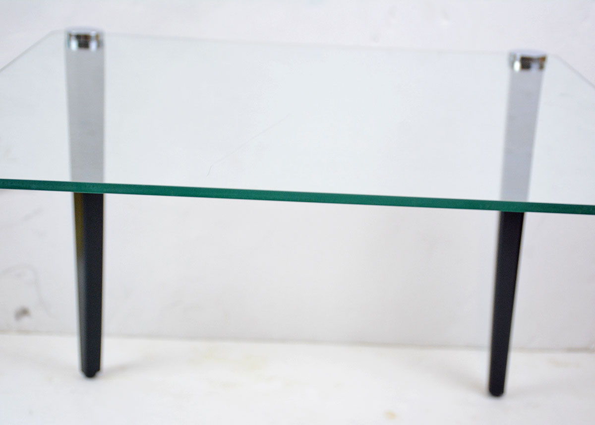 Mid Century Modern Glass and Wood Accent Table