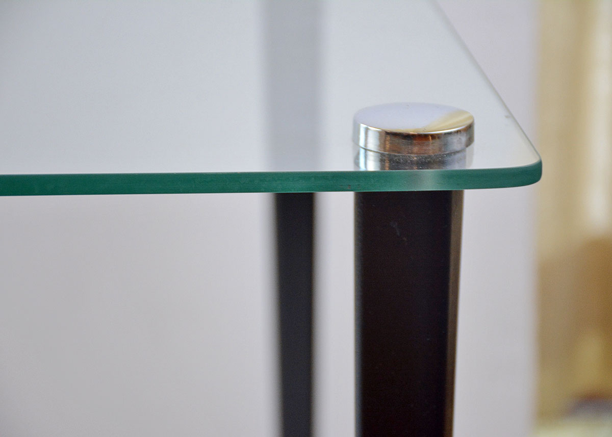 Mid Century Modern Glass and Wood Accent Table