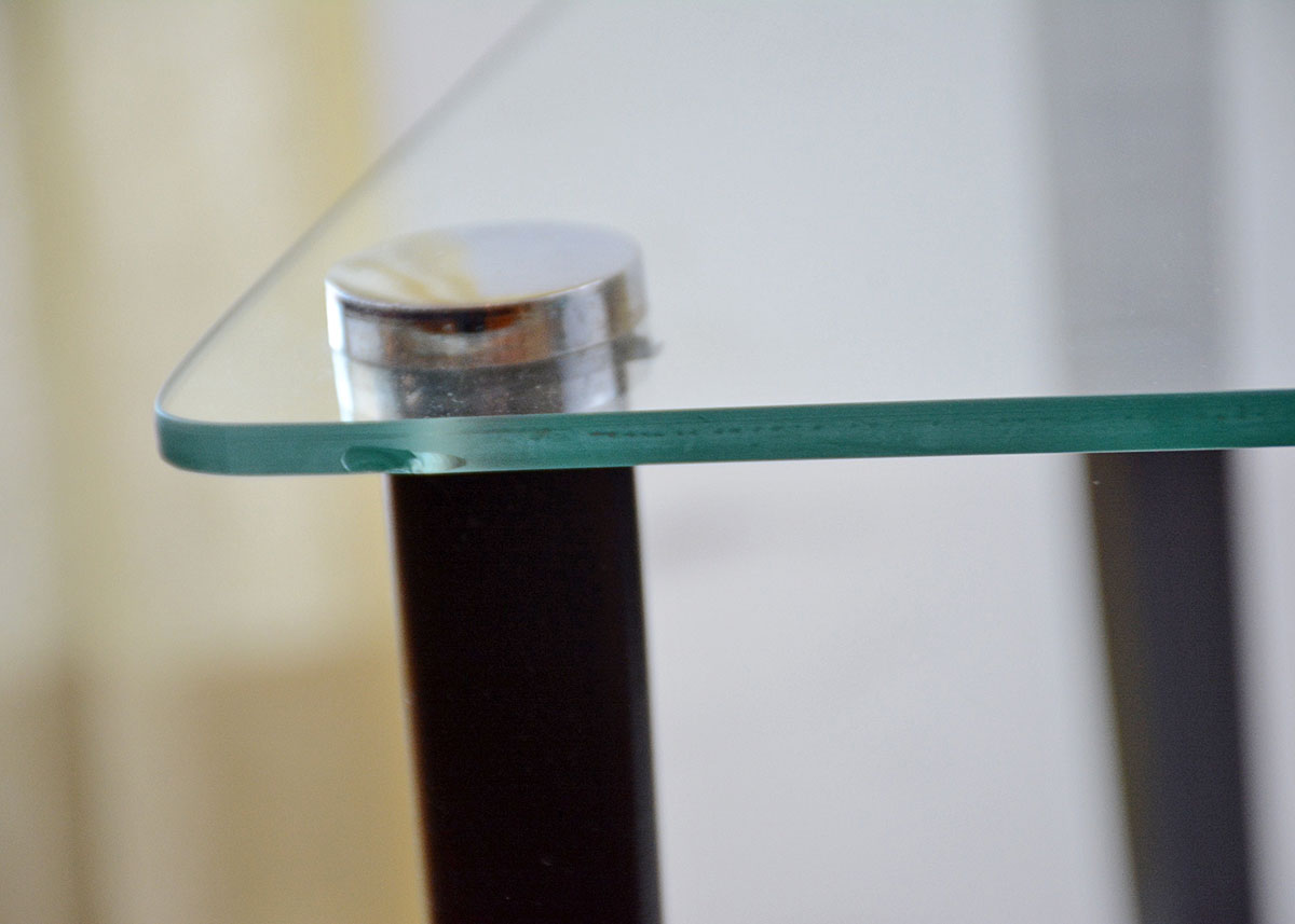 Mid Century Modern Glass and Wood Accent Table