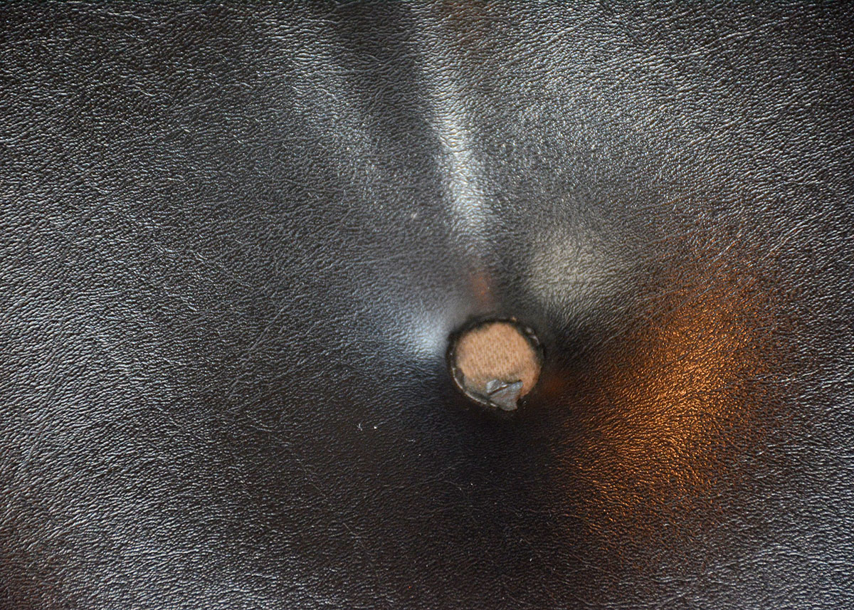 Mid Century Modern Black Leatherette Overman Lounge Chair and Ottoman