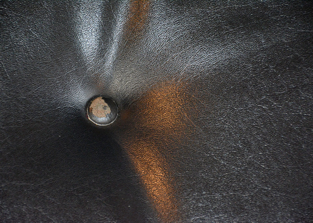 Mid Century Modern Black Leatherette Overman Lounge Chair and Ottoman