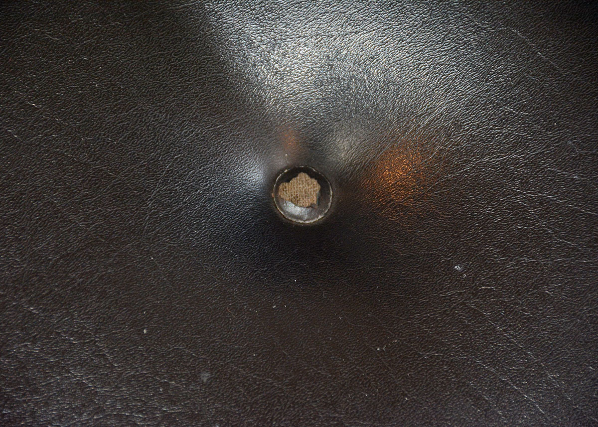 Mid Century Modern Black Leatherette Overman Lounge Chair and Ottoman