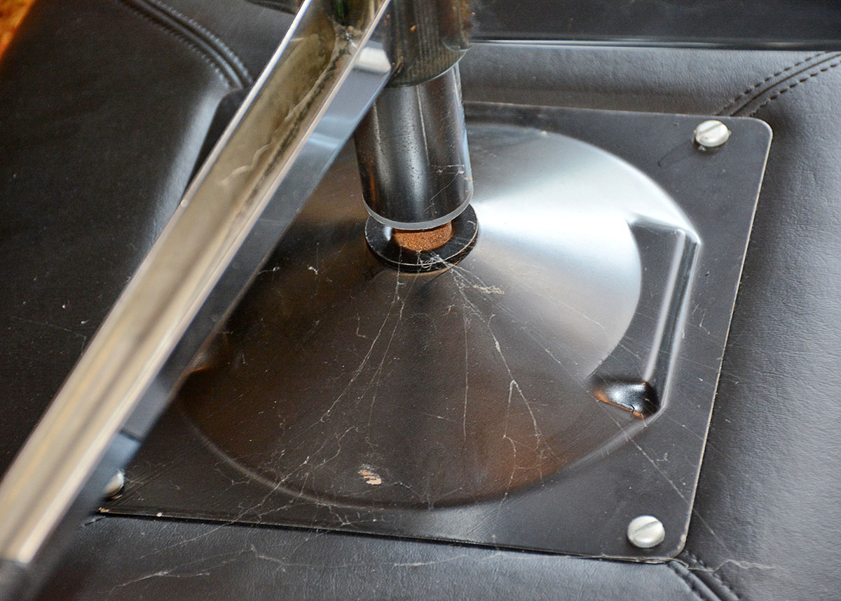 Mid Century Modern Black Leatherette Overman Lounge Chair and Ottoman