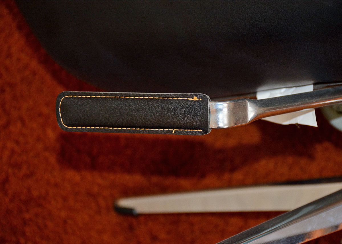 Mid Century Modern Black Leatherette Overman Lounge Chair and Ottoman