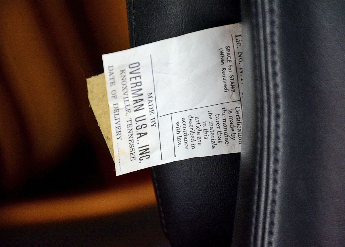 Mid Century Modern Black Leatherette Overman Lounge Chair and Ottoman