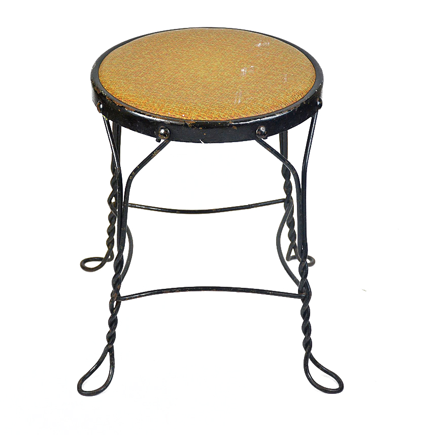 Vintage Black Twisted Metal Stool