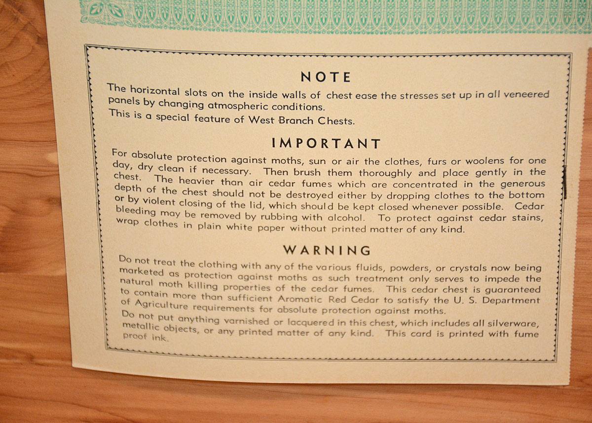 Vintage West Branch Cedar Chest