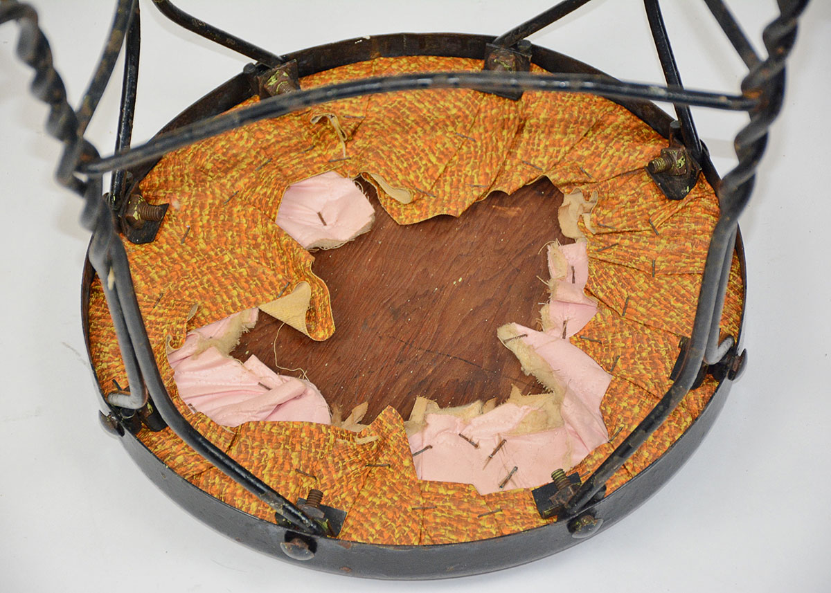 Vintage Black Twisted Metal Stool