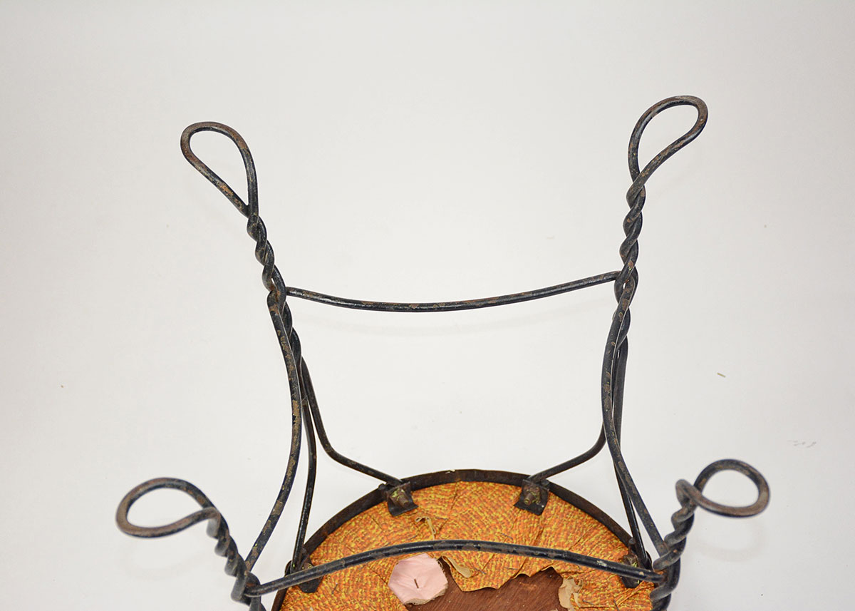 Vintage Black Twisted Metal Stool