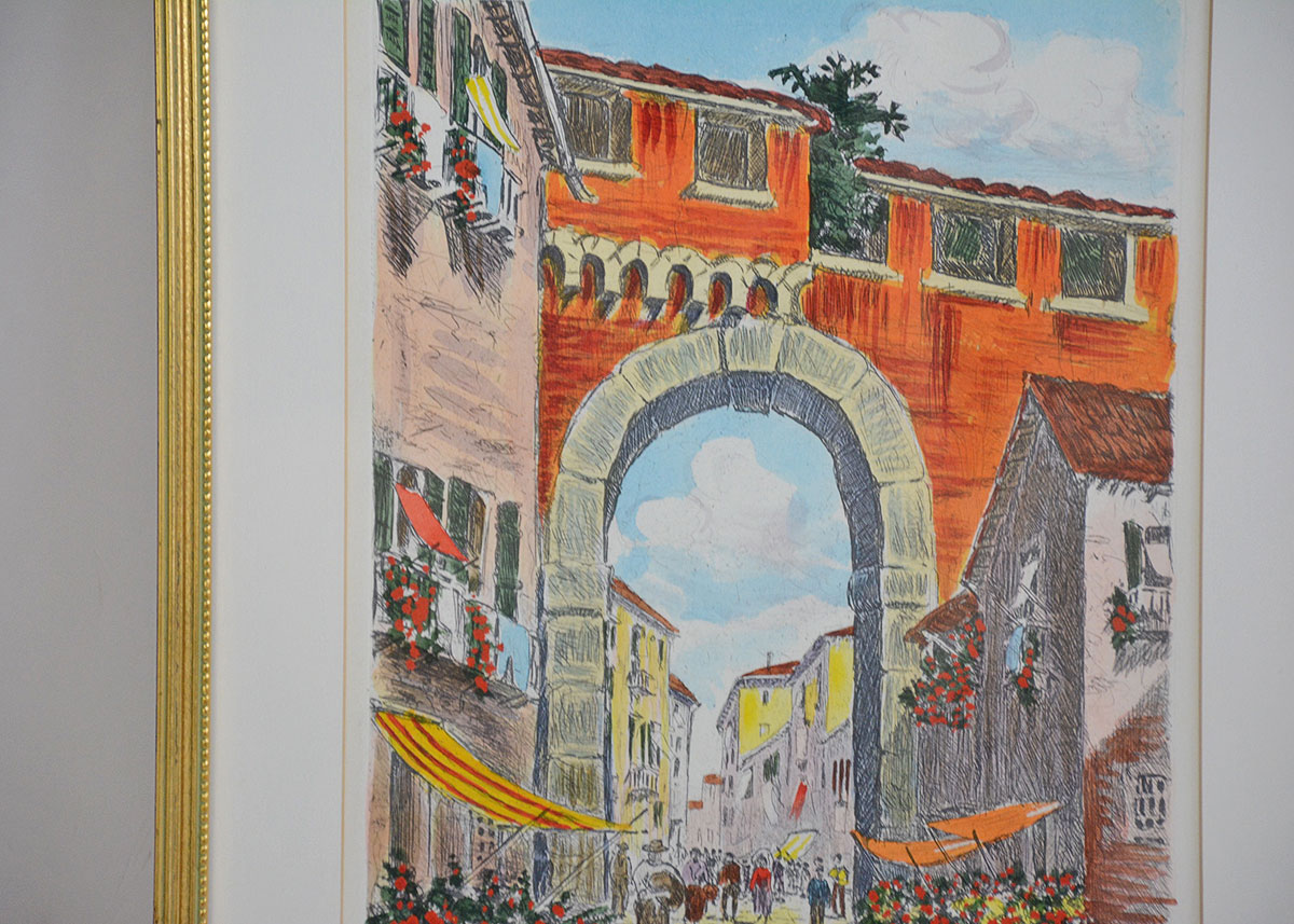 Framed Hand Colored Etching