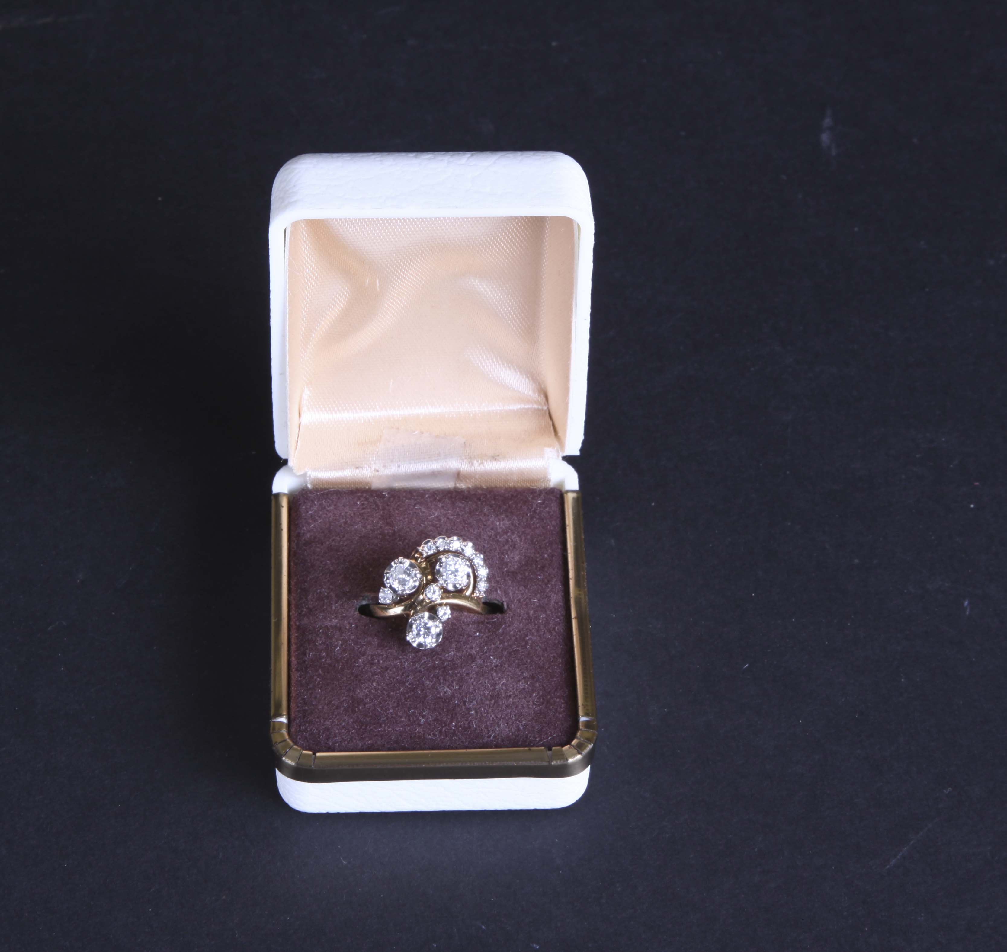 18K Yellow Gold and Diamond Dress Ring