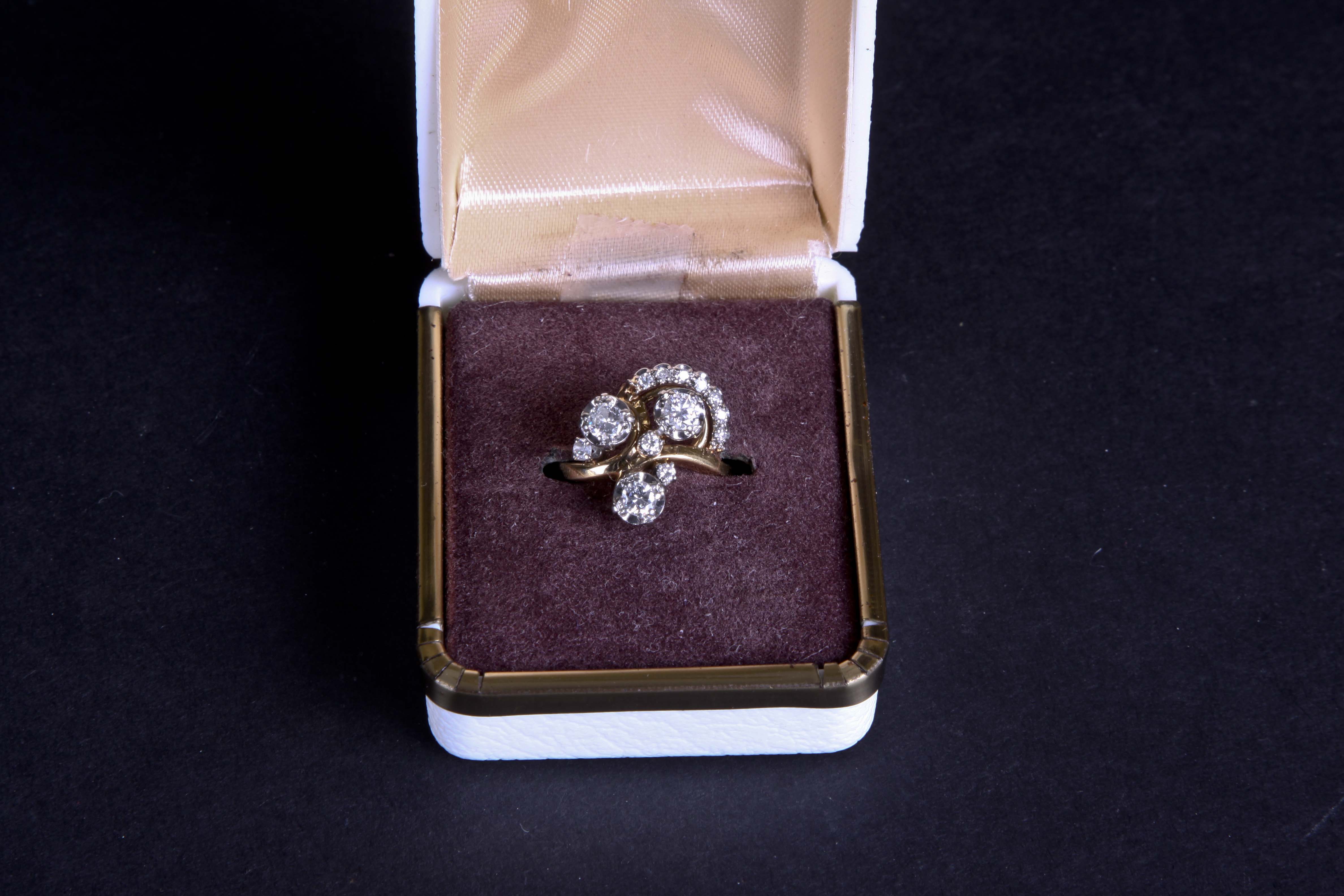 18K Yellow Gold and Diamond Dress Ring