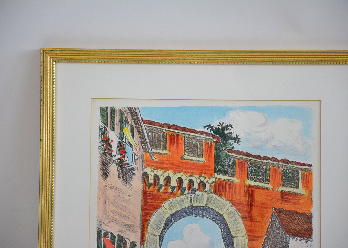 Framed Hand Colored Etching