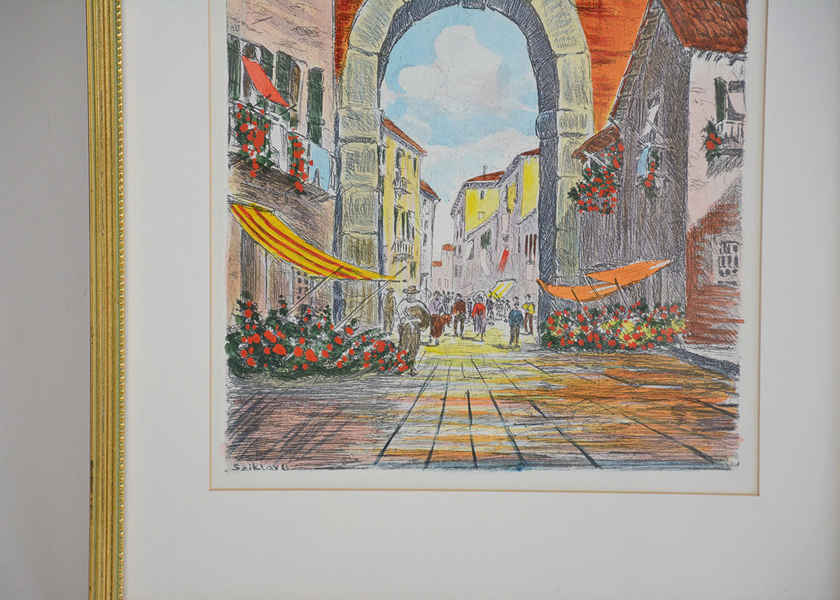 Framed Hand Colored Etching