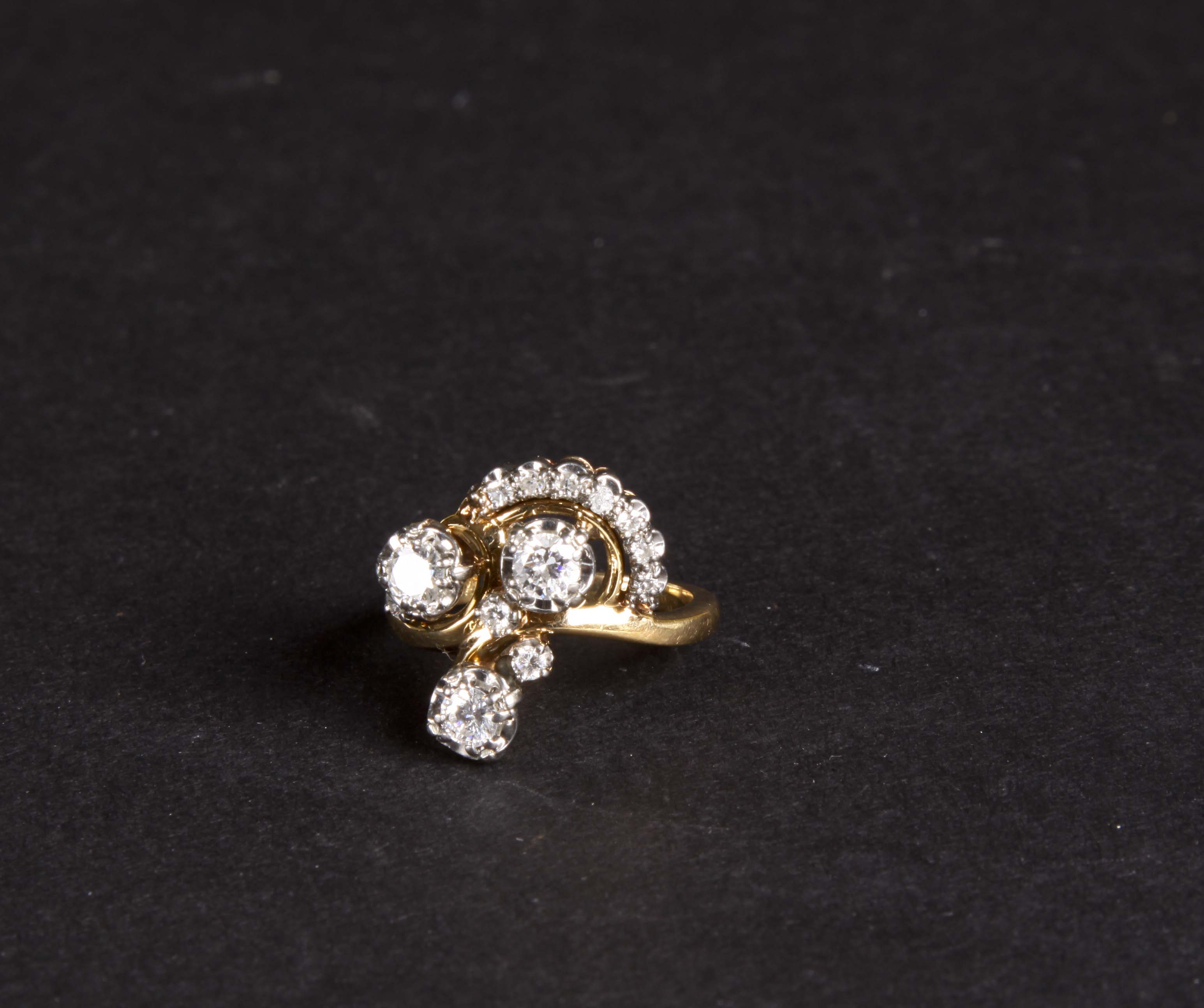 18K Yellow Gold and Diamond Dress Ring
