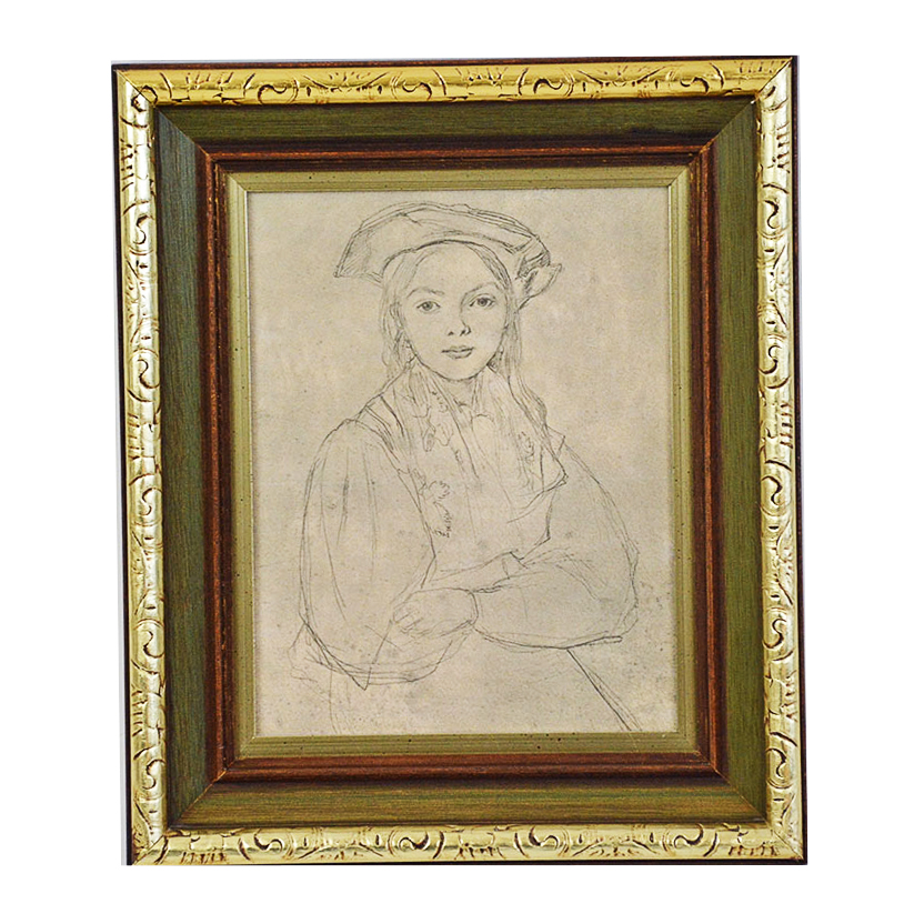 Framed Print of Petite Fille Au Beret by Jean Baptiste Camille Corot