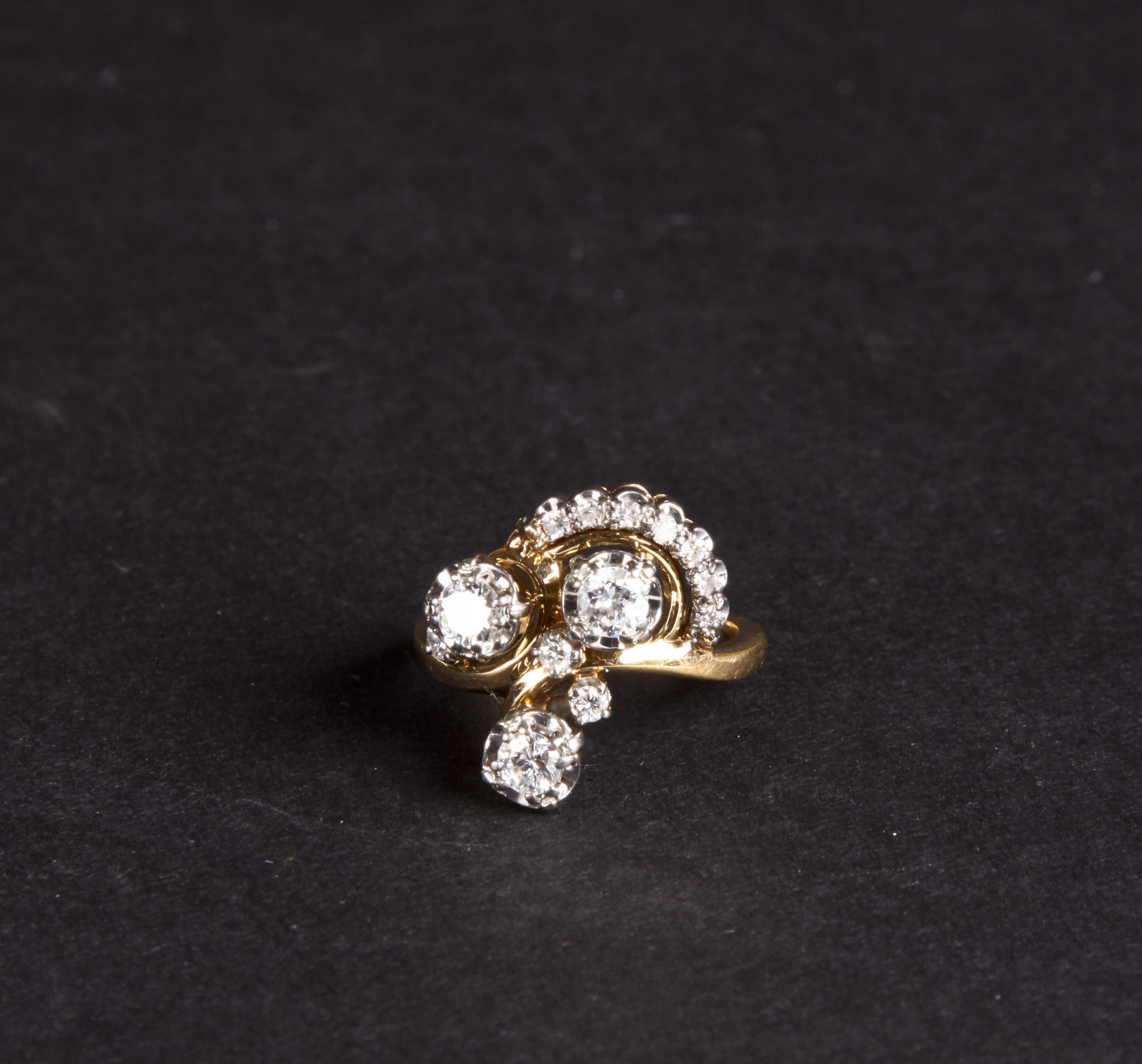 18K Yellow Gold and Diamond Dress Ring
