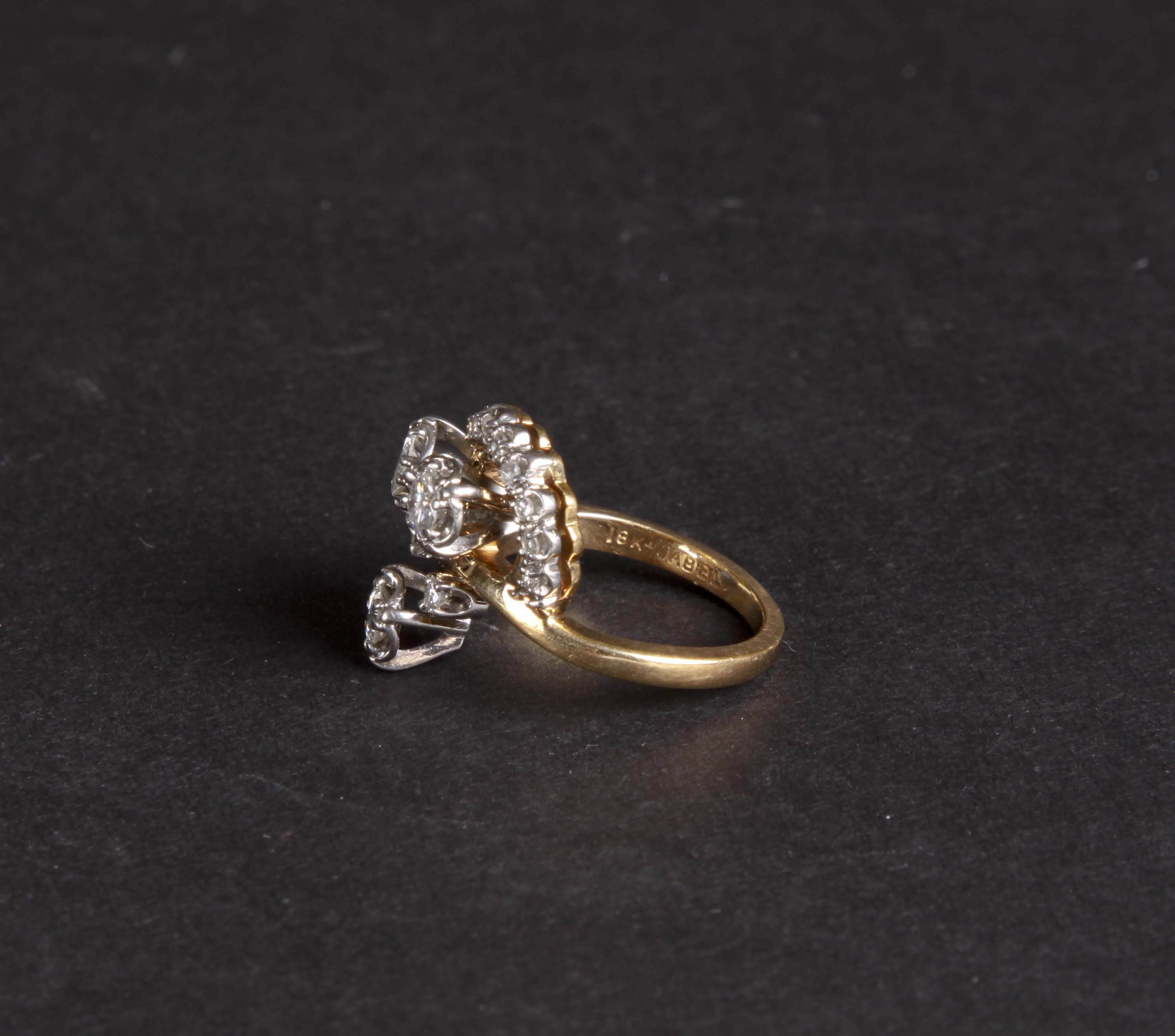 18K Yellow Gold and Diamond Dress Ring
