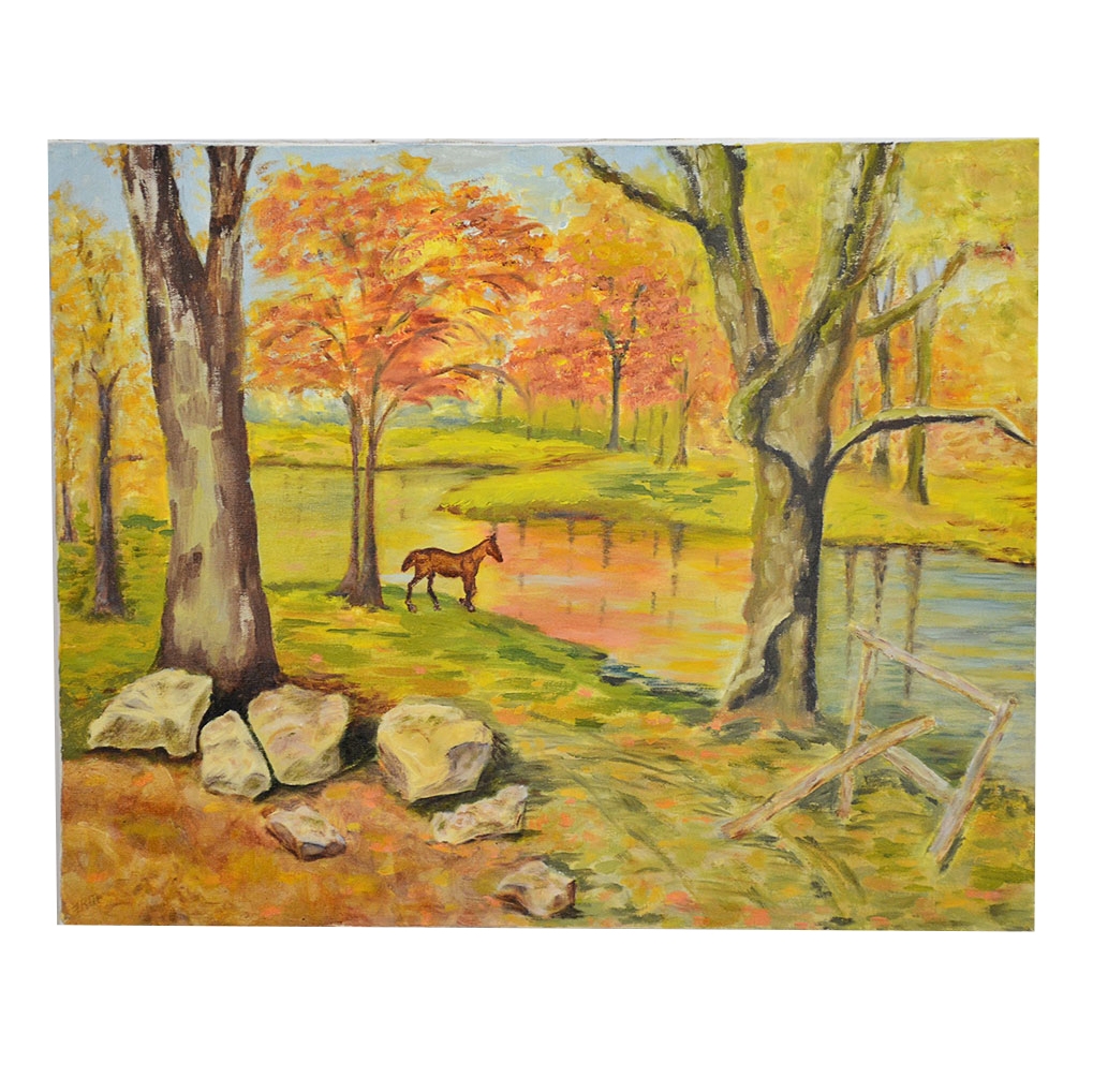 Landscape Oil on Canvas Painting by Florence Morguelan