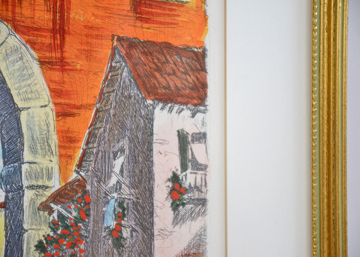 Framed Hand Colored Etching