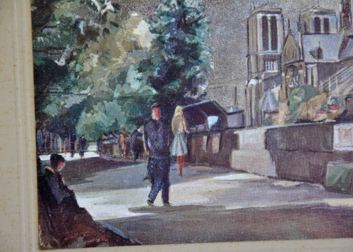 Pair of Framed Reflective Prints Depicting Street Scenes