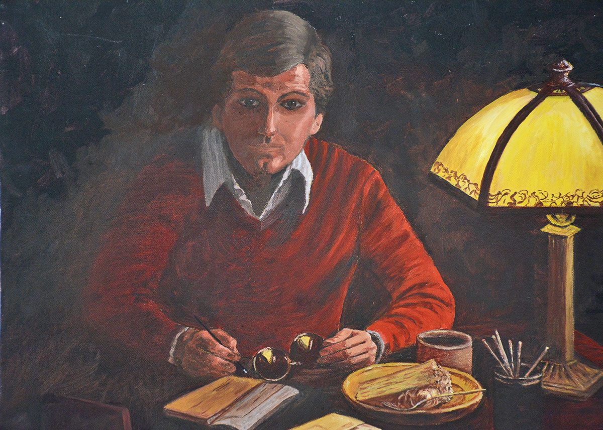 Oil Painted Portrait by Florence Morguelan of a Man with Intent Gaze