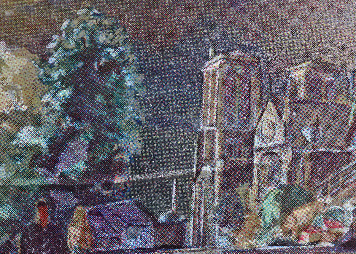 Pair of Framed Reflective Prints Depicting Street Scenes