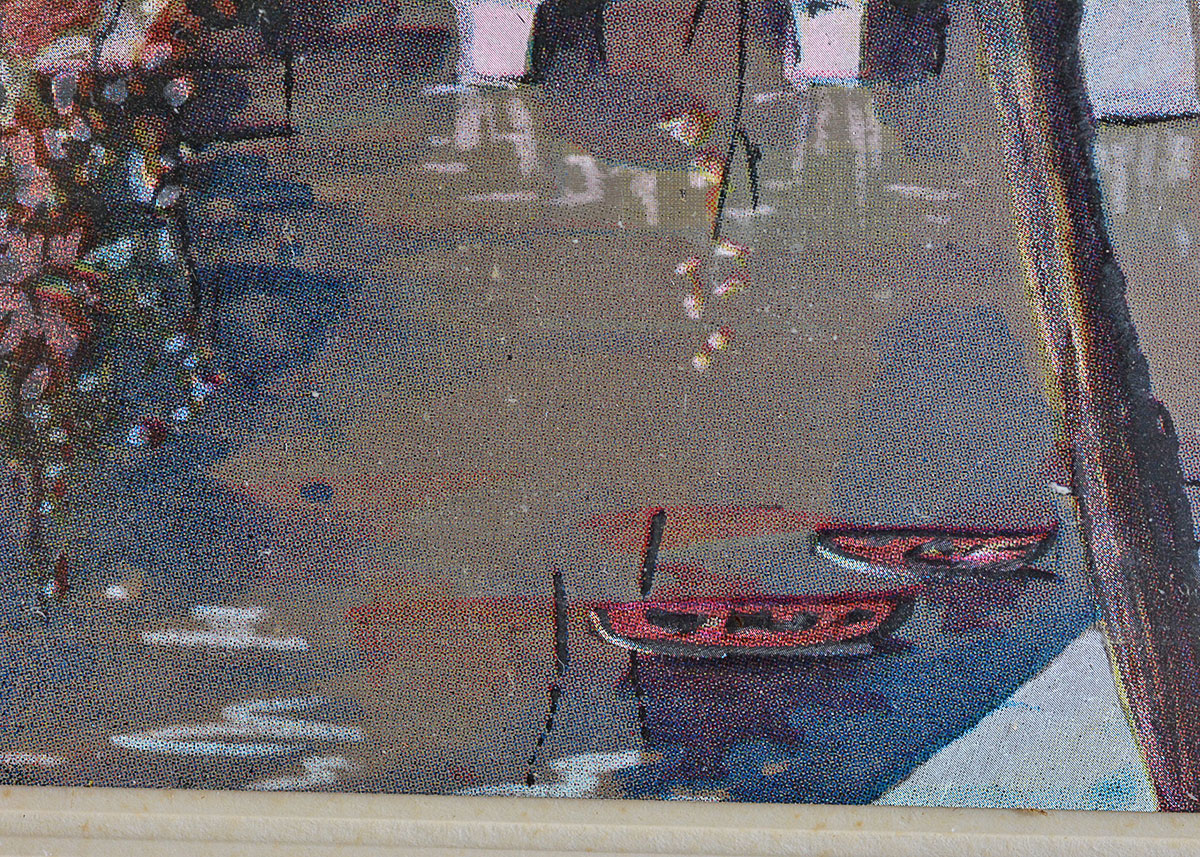 Pair of Framed Reflective Prints Depicting Street Scenes