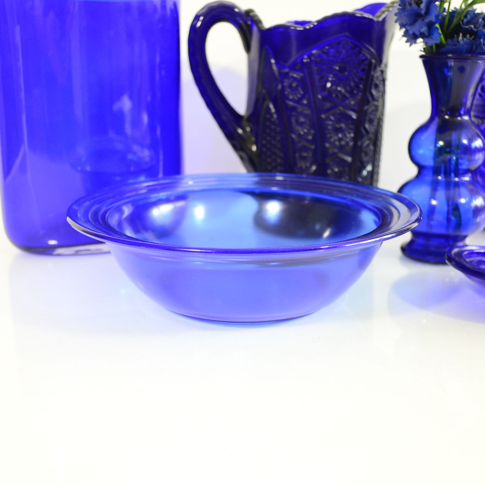 Collection Of Cobalt Blue Glass Decor