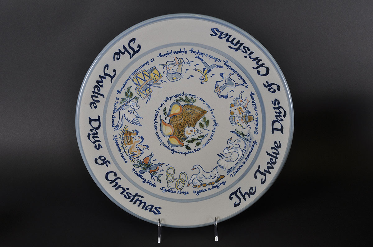 Louisville Stoneware "Twelve Days of Christmas" Punch and Platter Set