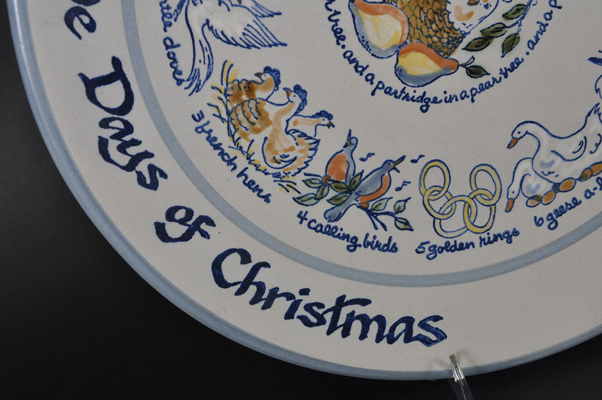 Louisville Stoneware "Twelve Days of Christmas" Punch and Platter Set