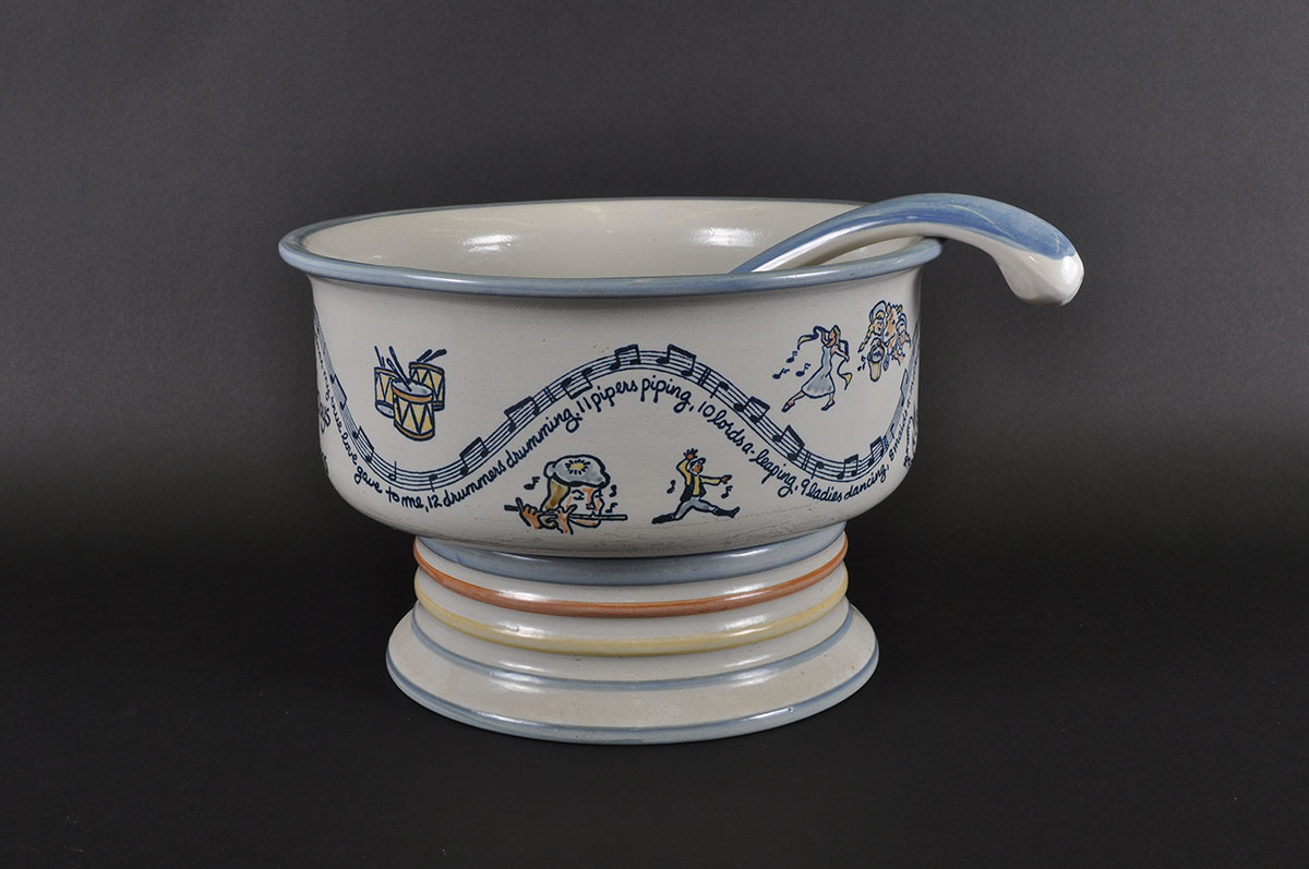 Louisville Stoneware "Twelve Days of Christmas" Punch and Platter Set