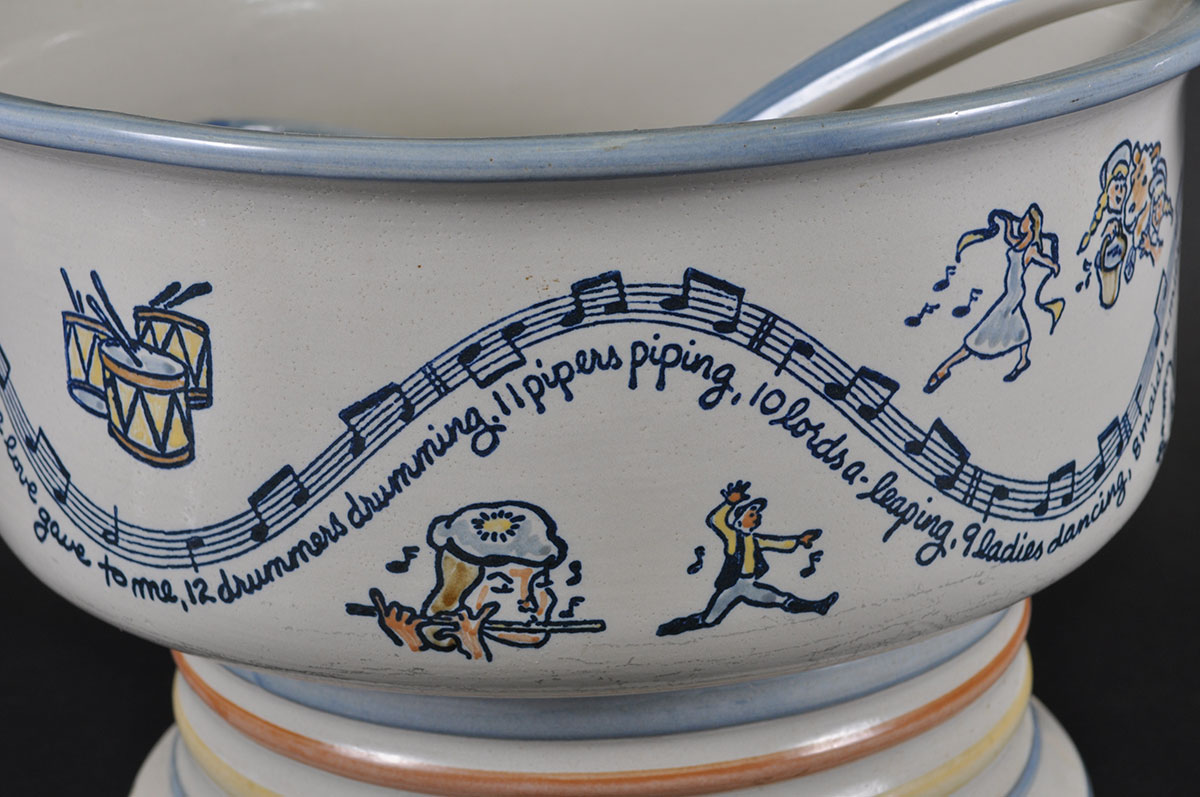 Louisville Stoneware "Twelve Days of Christmas" Punch and Platter Set