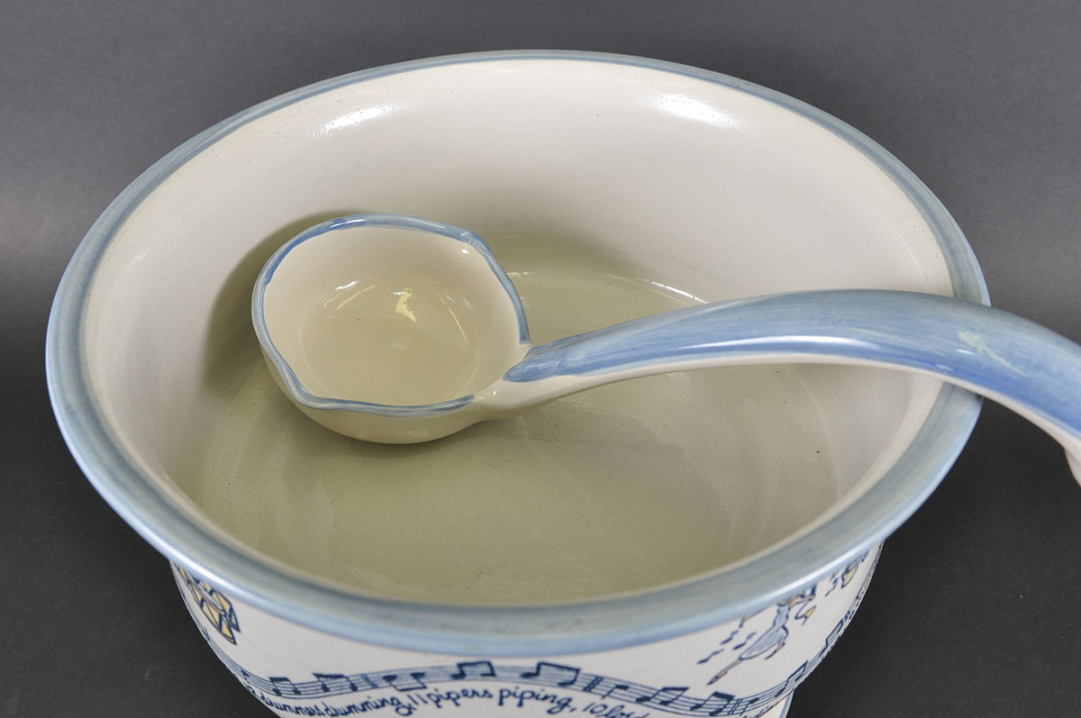 Louisville Stoneware "Twelve Days of Christmas" Punch and Platter Set