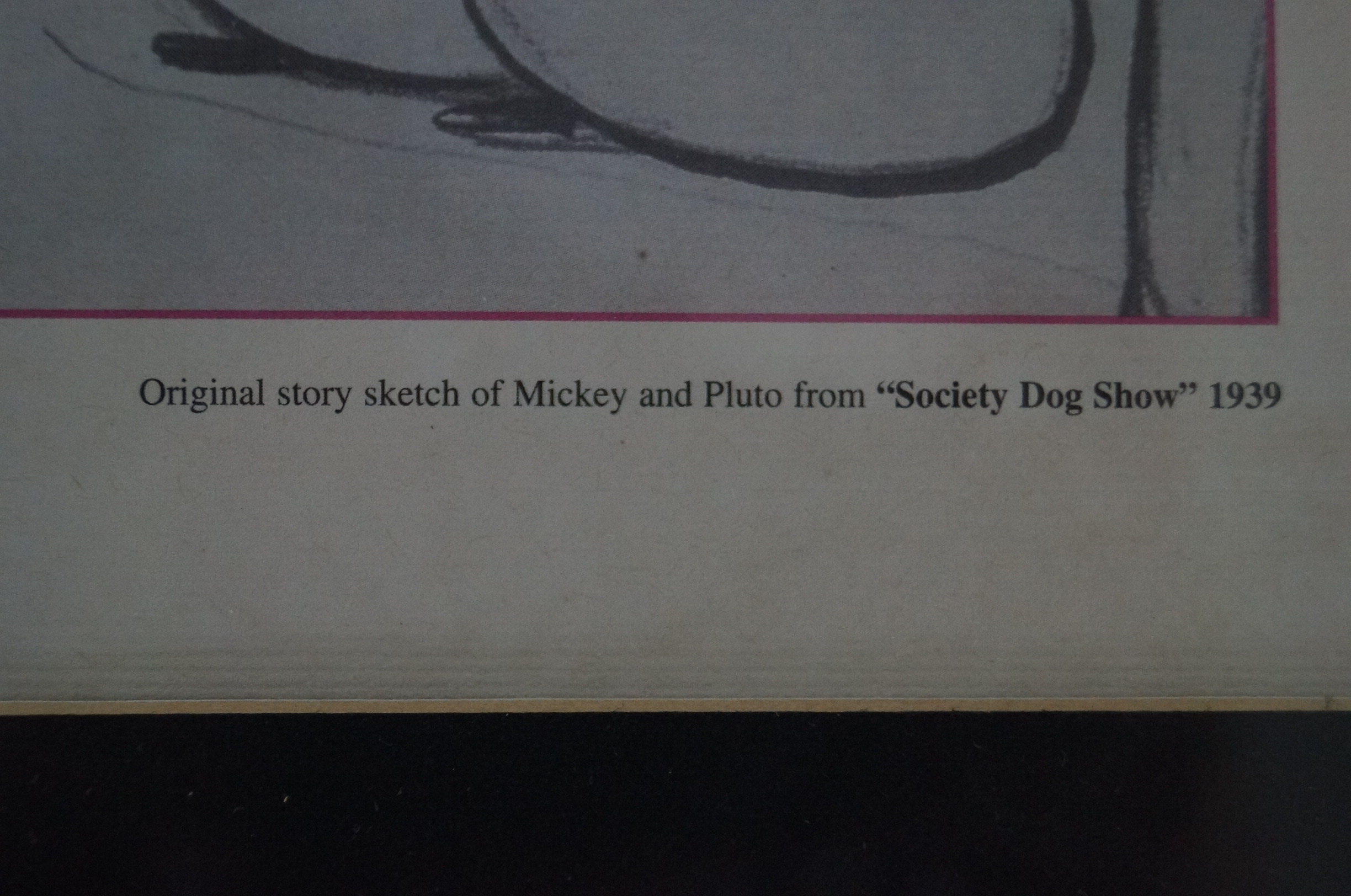 Signed Print of a Disney Story Sketch of Mickey and Pluto
