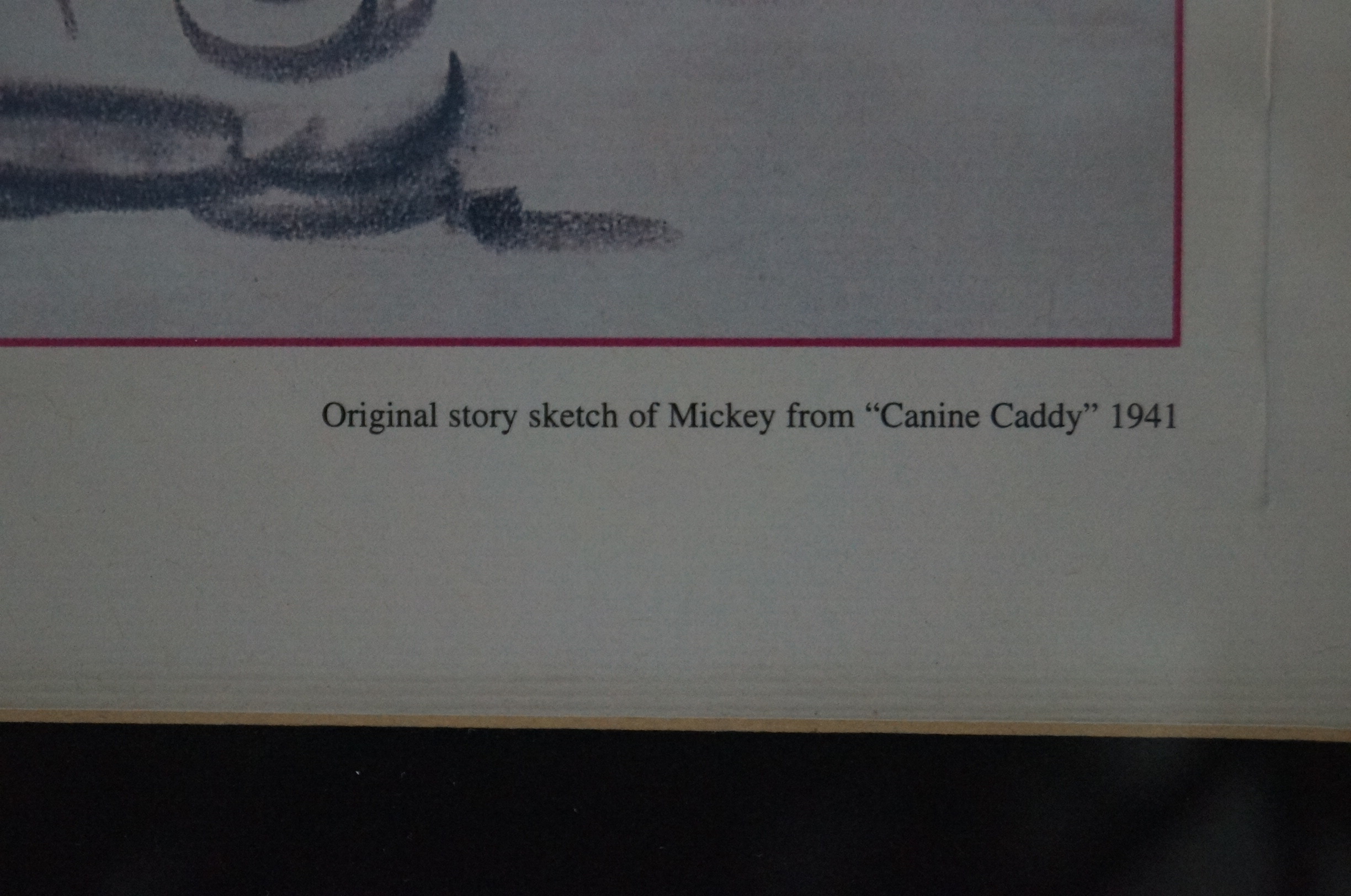 Vintage Signed Print of a Disney Sketch of Mickey