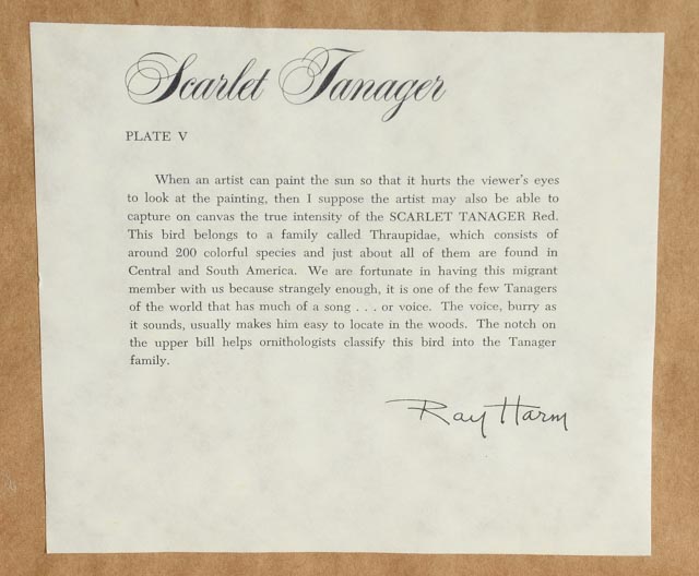 Ray Harm Signed Vintage Print "Scarlet Tanager"