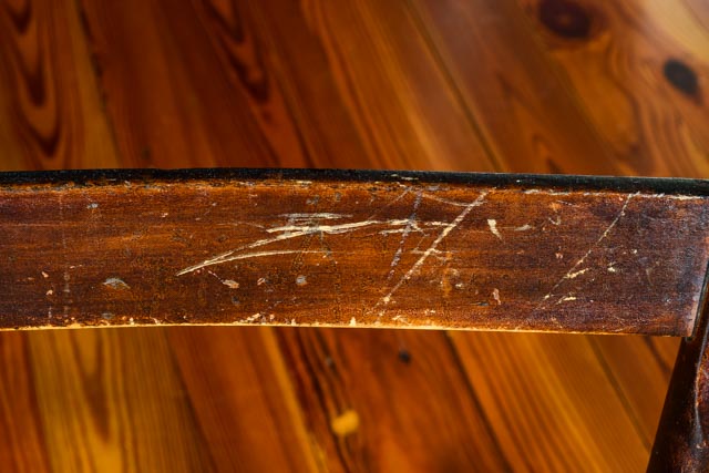 Antique Stained Oak Chair with Wicker Seat